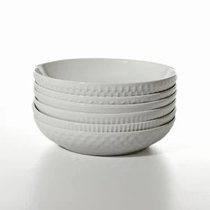 Set of 6 White Ceramic Bowls - 34oz Big Salad Plates Pasta Bowls - White Soup... - Picture 1 of 8