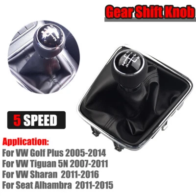 Bota polaina perilla de cambio de marchas de 5 velocidades para Seat Alhambra 2011 2012 2013 2014 2015 Foto 1 de 4