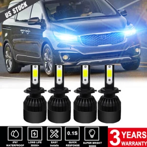For 2015 - 2018 Kia Sedona 4pcs Combo LED Headlight High Low Beam Bulbs 8000K - Picture 1 of 11