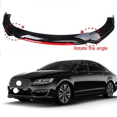 Front Bumper Lip Spoiler Splitter Glossy Black Red For Lincoln MKZ Universal Foto 1 de 4