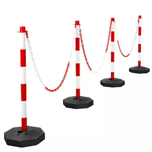 Costway Traffic Delineator Poles Barrier 4 Pack with 5FT Chains Fillable Base - Picture 1 of 7