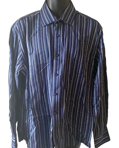 ZAGIRI Mens Button Striped Up Long Sleeve Shirt Size XL Spread Collar - Picture 1 of 3