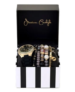 Jessica Carlyle Women's Black Silicone Analog Watch 35mm with Bracelets Set - Picture 1 of 1