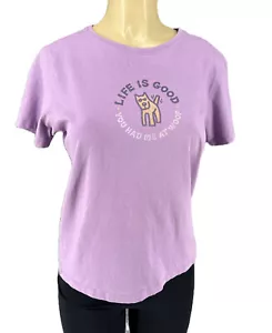 Life is Good 100% Cotton Womens Solid Purple Short Sleeve Round Neck T-Shirt S - Picture 1 of 12