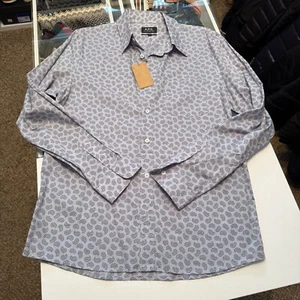 APC Cotton Paisley Print Long Sleeve Button Front Woven Shirt Mens Slim XL NWT - Picture 1 of 2