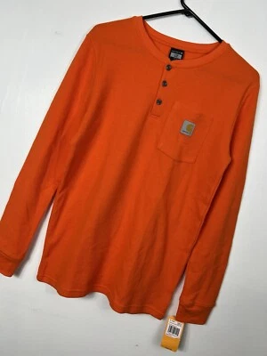 Nova Camisa Jovem Carhartt XL 18/20 Masculina Laranja Waffle Henley Bolso Longo Slv J5 - Imagem 1 de 4