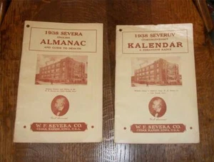 1938 SEVERA SEVERUV ALMANAC KALENDAR CALENDAR GUIDE TO HEALTH CEDAR RAPIDS IOWA - Imagen 1 de 12