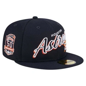 NEW ERA JUST CAPS Houston Astros Script Sided 50th Anniversary 59fifty 7 5/8 NWT - Picture 1 of 6