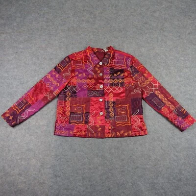 Jaqueta de lavanderia francesa feminina grande vermelha arte para usar cropped bordada acolchoada - Imagem 1 de 4