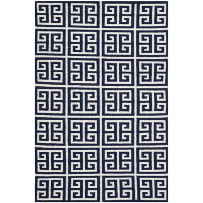 SAFAVIEH Dhurries DHU626D Handwoven Navy / Ivory Rug - Image 1 of 4