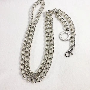 Michael Kors Women's Chain Belt Adjustable MK Logo Metal Silver Tone 53" Long - Picture 1 of 8