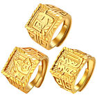 3/4pcs Men's Gold Plated Rings Kanji Blessing/rich/luck/wealth Band Adjustable