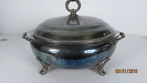 Vintage versilberte Schale mit Deckel und Pyrex Einsatz Servierer Silbertopf - Bild 1 von 4