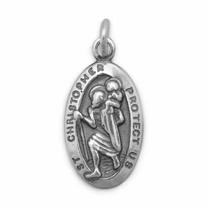Medalla San Cristóbal pequeña ovalada plata esterlina - Imagen 1 de 1