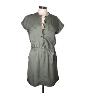 Banana Republic Belted Utility Shirtdress M TALL Lyocell with Handmade Necklace - Picture 1 of 18