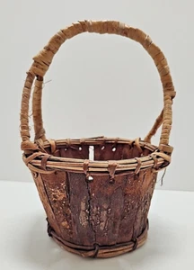 Cesta de corteza natural hecha a mano cesta marrón carácter rústico bronceado auténtico boho - Imagen 1 de 9