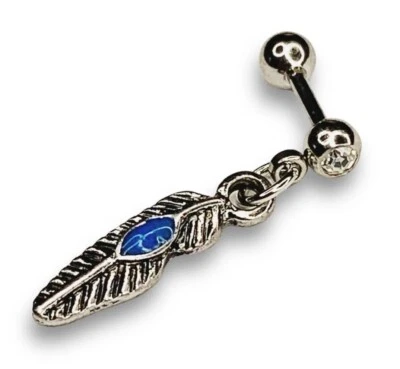 Pendiente de cartílago pluma colgante circonita cúbica brillante blanco 16 g Foto 1 de 3