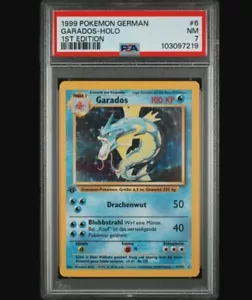Pokemon Garados Holo 6/102 1. Edición Base Set PSA 7 NM Alemán - Imagen 1 de 2