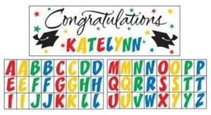 Graduation Congrats Grad Giant Banner w/ Sticker Letters 60" x 20" Plastic Decor - Picture 1 of 1