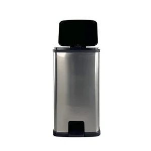 13.2 Gallon Trash Can, Plastic Rectangular Step Kitchen Trash Can, Silver - Picture 1 of 13