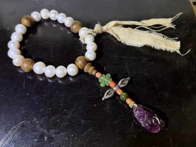 Maravillosas cuentas de oración de turmalina, perla manchú china antigua/de colección Foto 1 de 4