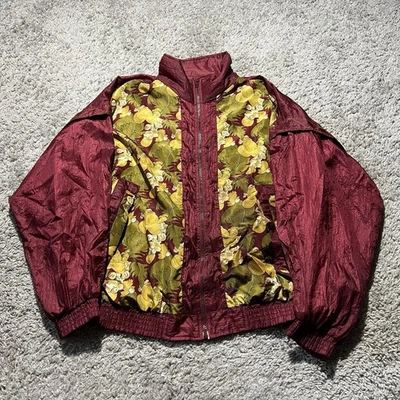 Cortavientos Frutas Cremallera Completa Vintage Años 90 Rojo Dorado Retro Limón Uvas Pequeño Foto 1 de 4