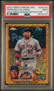 2023 Topps Chrome Rookie Francisco Alvarez RC Gold /50 Diamond Refractor PSA 9 - Bild 1 von 2