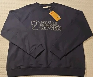 Fjällräven Logo Navy Sweater Men XXL Pullover Longsleeve Sweatshirt NWT Gorpcore - Picture 1 of 5