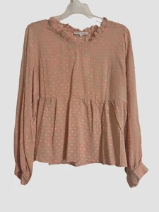 Olivaceous Textured Blouse Raw Round Neckline Orange Size Large Rayon NWT Anthro - Picture 1 of 8