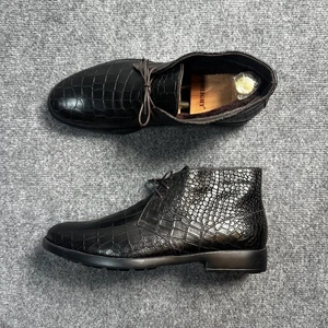 NEU Dino Bigioni Stiefel Herren 11 Schwarz Leder Schnürung Chukka Gefüttert Made Italy - Bild 1 von 17