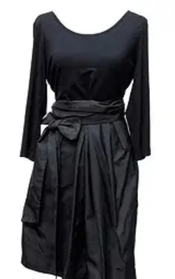 Vestido de tafetán DKNY AÑOS 50 para mujer talla 6/8 negro tejido bolsillos con cinturón Rockabilly Foto 1 de 4