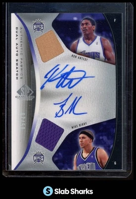 2006 SP GAME USED #AFDA-BA MIKE BIBBY RON ARTEST AUTHENTIC FABRICS DUAL AUTO /50 - Изображение 1 из 4