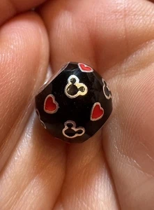 Original Pandora x Disney Mickey Mouse Herzen Schwarz Emaille Charm 791477ENMX - Bild 1 von 5