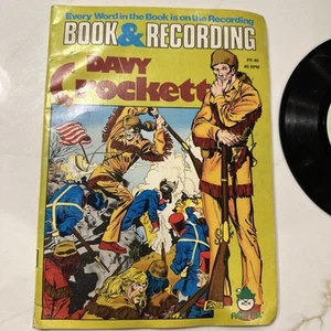 Vintage Davy Crockett Book And 45 Record PR 40 Peter Pan Vintage - Foto 1 di 9