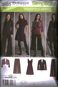 3565 Vintage Simplicidad Patrón de Costura Misses Vestido Jersey Pantalones Chaqueta Bolero - Imagen 1 de 2