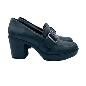Mix Nr. 6 Damenschuhe Größe 8,5 M schwarz Y2K klobiger Plateau-Absatz Halbschuhe Slipper - Bild 1 von 11