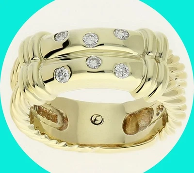 David Yurman Diamond Metro Cable Ring .13CT VS Clarity 14K Yellow Gold Size 4.75 - Image 1 of 4