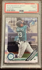 2019 BOWMAN DRAFT CHROME BDC60 JULIO RODRIGUEZ RC PSA 9 MINT  MARINERS - Picture 1 of 2