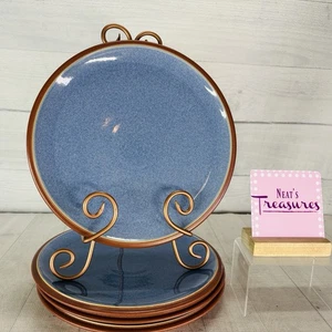 Denby JUICE BERRY Blue Terra Cotta Outside England 10.5" Dinner Plates Set of 4 - Picture 1 of 16