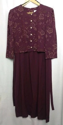 Vestido vintage para mujer Miss Dorby talla 12 color borgoña profundo plisado cintura caída  Foto 1 de 4