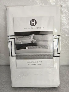 Hotel Collection King 2 Kissenbezüge griechischer Schlüssel bestickt 20" x 36" weiß/schwarz - Bild 1 von 2