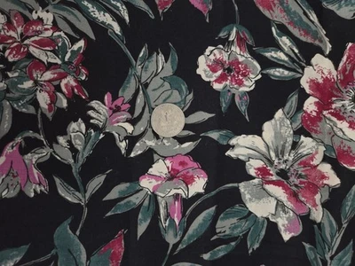 Cranston Leibman Schwartz Floral Fern Cotton Fabric 1 3/4 Yards New Vintage - Image 1 of 4