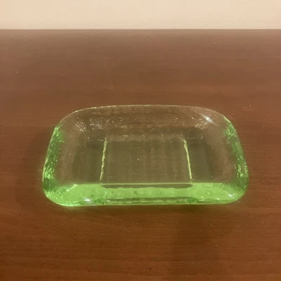 Jabonera de vidrio artístico reciclado fuego y luz color verde lima ¡Hermosa!! Foto 1 de 4