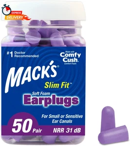 Mack'S Slim Fit Soft Foam Ohrstöpsel, 50 Paar - kleine Ohrstöpsel zum Schlafen, Schnarchen - Bild 1 von 8