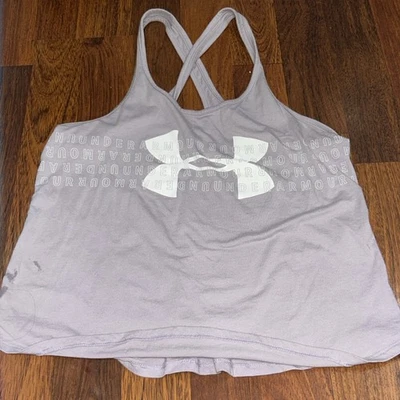 Under Armour 女式 UA HeatGear 赛车背心紫色 MD 中号 — 第 1/4 张图片
