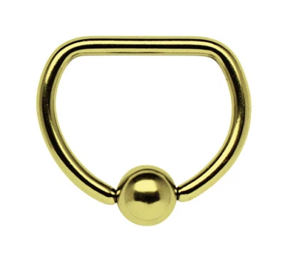 Piercing Gioiello D-Ring In Oro 1,6Mm Con Steg Dritto E Sfera Di Blocco - Immagine 1 di 2