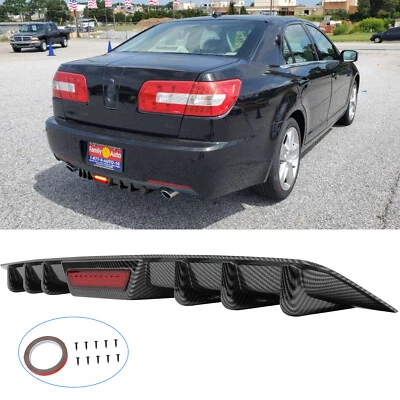 For Lincoln MKZ MKS Carbon Fiber Rear Bumper Diffuser Lip with LED Brake Light - Image 1 of 4