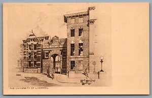 Postcard UK c1920s University of Liverpool Arist Signed Arts Building Gateway - Picture 1 of 2