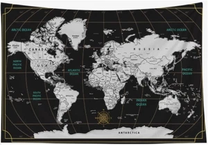 World Map Tapestry for Kids Student Wall Tapestry World Geographical Distributio - Picture 1 of 11