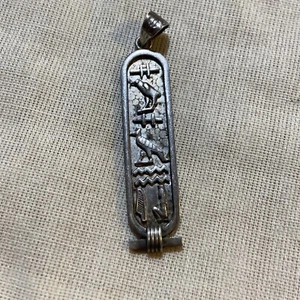 Egyptian Hieroglyphs Silver Pendant Charm - Picture 1 of 3